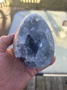 2.7LB Natural Raw Blue Celestite Crystal Quartz Cluster Geode - Picture 1 of 19