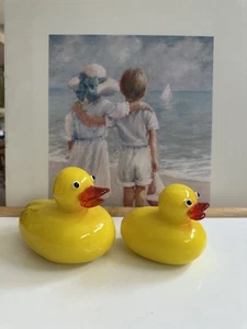 Hand Blown Glass Rubber Ducky’s Very Cute, 5”x 4”x 3.5” & 4”x 3.25”x 3” - Picture 1 of 7