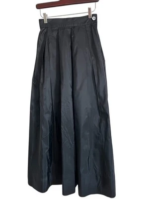 Maxi Falda Plisada Perry Ellis Portfolio Mujer Talla 6 Negra Rayón Mezcla Seda Foto 1 de 4
