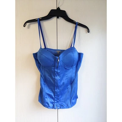Top Y2K Charlotte Russe para mujer azul sin mangas satinado cremallera cierre talla S Foto 1 de 4