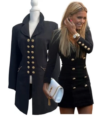 Abrigo/vestido estilo militar para mujer años 90 cadenas y botones dorados talla L Foto 1 de 4