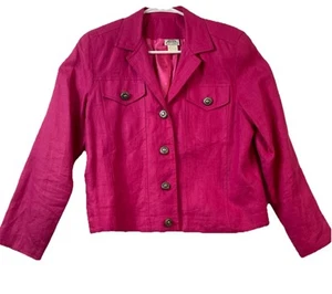 Vintage Club Classics Womens 100% Linen Blazer Size 10 Made in USA Lined Pink - Picture 1 of 10