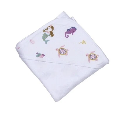 London Bridge Mason Chic Pink Sea Life Hooded Baby Towel Toddler Bath Time - Image 1 of 2