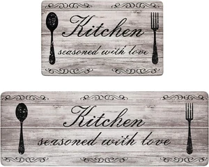 anti Fatigue Kitchen Mat Set of 2 Non Slip Kitchen Rugs and Mats Farmhouse Water - Picture 1 of 12