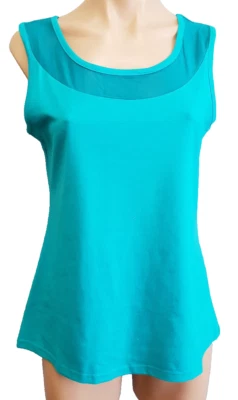 Camiseta sin mangas sin mangas con panel de malla básica verde marca M 12 Avon talla M nueva sin etiquetas Foto 1 de 2