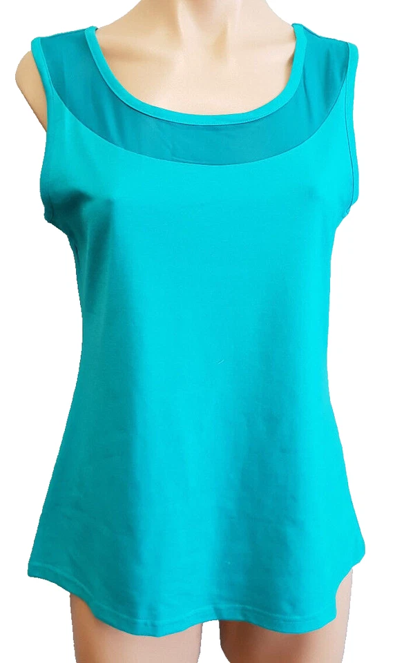 Camiseta sin mangas sin mangas con panel de malla básica verde marca M 12 Avon talla M nueva sin etiquetas Foto 1 de 2