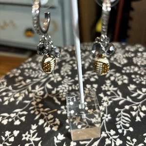 Football Charm Earrings With Rhinestones Crystals 1 Inch Drop - Bild 1 von 3