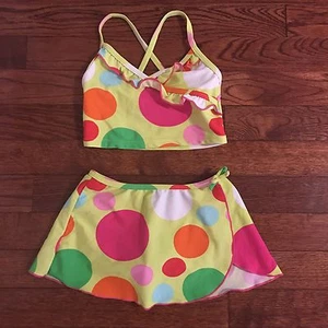 Oshkosh B'gosh Girls Multi-Color Polka Dot Skirted Bikini Swimsuit Size 4 - Picture 1 of 3