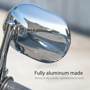 Bar end mirrors sleek polished chrome oval hollow 7/8" 1" 1-1/4" bar fits Suzuki - Picture 1 of 9