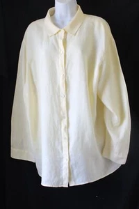 Blusa Top J. Jill 3X Amarillo Claro Lino Botón Frontal - Imagen 1 de 4