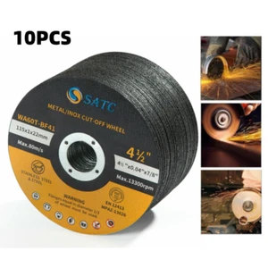 10 Pack 4-1/2" Metal & Stainless Steel For Grinder Cutting Disc Cut Off Wheels - Picture 1 of 8