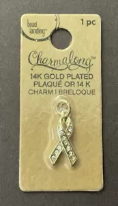 Charmalong “Cinta de Cáncer” Dije Chapado en Oro 14K Estrás Nuevo por Bead Landing - Imagen 1 de 3