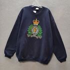 VINTAGE Royal Canadian Mounted Police Men Sweatshirt XL Blue Logo Graphic Print
