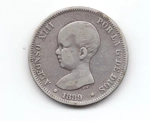 Alfonso XIII  2 Pesetas  1889         NL314 - Bild 1 von 2