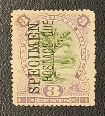 NORTH BORNEO BRITISH PROTECTORATE SPECIMEN STAMP POSTAGE DUE 3 CENTS MINT Cover