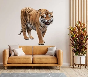 3D Angry Tiger I596 Animal Wallpaper Mural Poster Wall Stickers Decal Honey - Picture 1 of 6