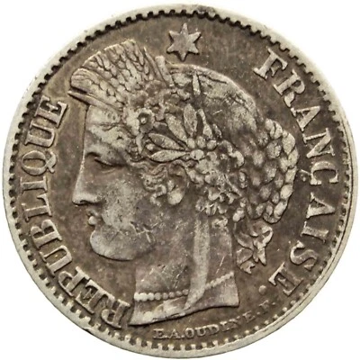 1850 20 Centimes France Coin Silver (MO1449-) - Image 1 of 2