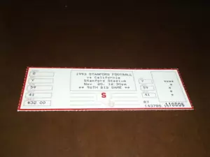 1993 CALIFORNIA AT STANFORD COLLEGE FOOTBALL VOLLES TICKET - Bild 1 von 2