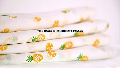 5 Yard Indian Cotton Pineapple Loose Fabric Ethnic Hand Block Print Dyeed Fabric - image 1 of 3
