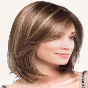 Women's Fashion Natural Brown Short Bob Hair with Side Bangs Daily Party Wigs - Picture 1 of 16
