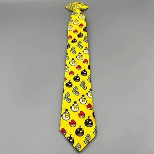 Boys Angry Birds Characters Patterned Yellow Clip-on 15" Polyester Necktie - Picture 1 of 11