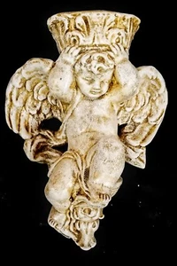 Vintage Cherub Angel Wall Decor Candle Holder - Picture 1 of 4