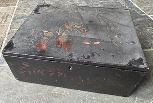 Vintage Holz Schatulle handbemalt japanisches Design lackiert - Bild 1 von 23