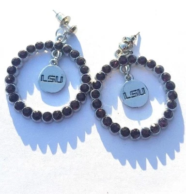 New LSU Purple Crystal Earrings - Image 1 of 2