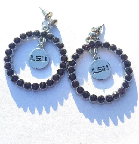 New LSU Purple Crystal Earrings Cover