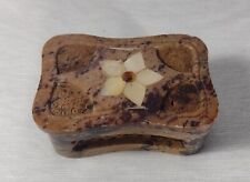 Trinket Box Mother of Pearl Inlay on Stone Handicrafts Jewellery Box 3cm Vintage