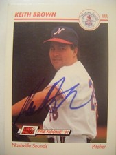 KEITH BROWN signed RC REDS 1991 Impel NASHVILLE baseball card AUTO Autographed