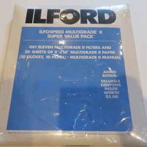 Ilford Multigrade 2 Value Pk 20- 8x10 Pearl & Glossy Paper -11 Filters & Manual - Picture 1 of 12