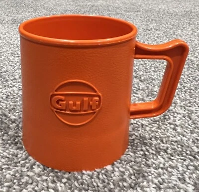 Gulf Oil Co. VTG Orange Plastic Coffee Mug - Image 1 of 4