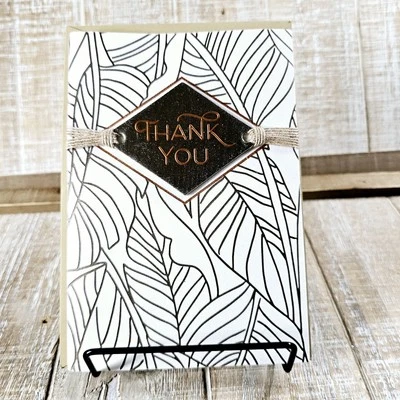 Tarjeta de felicitación de agradecimiento Hallmark 5x7 hojas marrones cinta dorada apreciada Foto 1 de 4