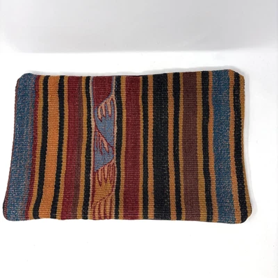 Funda Almohada Lumbar Decorativa Turca Kilim 10x16 Lana Bohemia Tradicional Foto 1 de 4