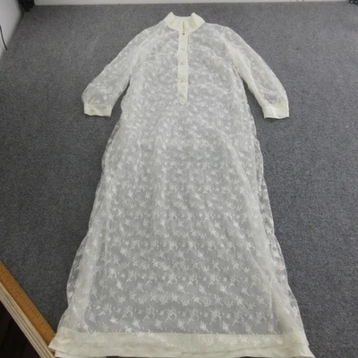 Vintage Christian Dior Dress Womens Small White Lace Sheer Nightgown 60s - Image 1 of 4