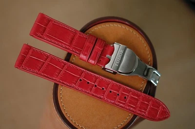 Pulseira vermelha feita à mão para pulseira Tudor tamanho 20/18 com fecho (pode alterar o comprimento do tamanho) - Imagem 1 de 4