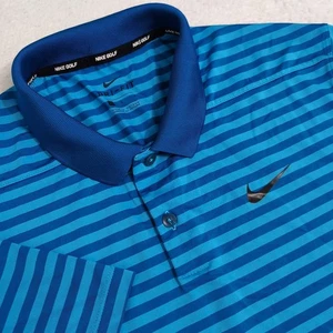Nike Golf Dri Fit Polo Men’s Size L Two-tone Blue Striped Polyester - Picture 1 of 8