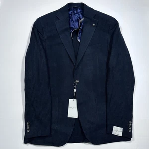 $795 JACK VICTOR Men's Size 40R Casual Blue Wool Stretch 2 Button Sport Coat - Picture 1 of 6