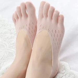 5 Paar Damen unsichtbare Fünf-Zehen Socken dünne unsichtbare rutschfeste tief geschnittene Socke atmungsaktiv - Bild 1 von 24