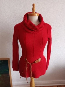 Damen Pullover Rot 38 mit Gürtel Strickpulli   😊 Super Zustand 👍 - Bild 1 von 4