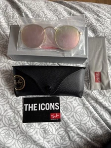 RAY-BAN Round Metal Sunglasses - GOLD WITH PINK MIRROR LENSES RB3447 112/Z2 - Picture 1 of 12