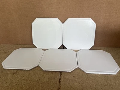 5 Piece KPT USA 8x8 Ceramic Floor Tile Actual 7 7/8" White Corner Notch Octagon - Image 1 of 4