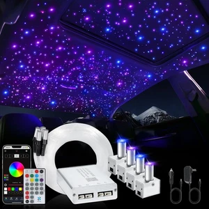 4 Colors 12W Car Starlight Headliner Kit 1200pcs*0.02in*9.8ft with APP&RF Rem... - Picture 1 of 7