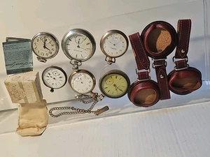  Elgin, Illinois, New Heaven, South Bend Hampden Konvolut 6 Taschenuhren  - Bild 1 von 23