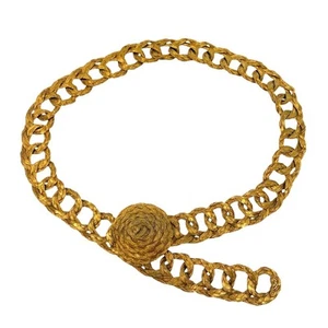 Rare Vintage 1950's Woven Gold-tone Wire Adjustable Metal Belt | 35 in Length - Picture 1 of 11