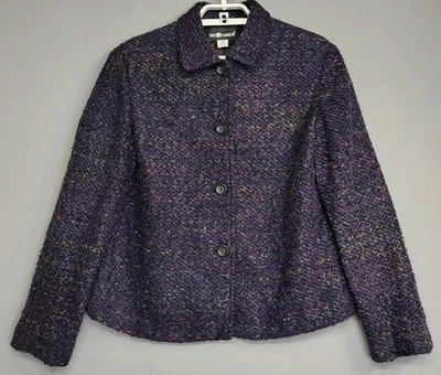 Винтажный Sag Harbor фиолетовый твидовый блейзер куртка женщин 12 пуговиц передний воротник вязаный - Изображение 1 из 4