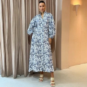 Palm Noosa Noddy Jungle Dress Size AU 10 / US 6 Blue Belted Maxi Linen - Picture 1 of 8