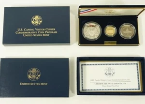 2001 US Mint Commemorative Set Capitol Visitor Ctr G$5/S$1/C50c w Free Shipping! - Picture 1 of 1