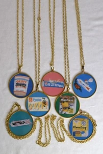 Lot of 7 Vintage Whacky Packages Necklace Pendants - Pinkies Life Stoppers Crust - Picture 1 of 11